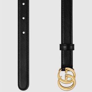 GG Marmont thin leather belt with shiny buckle Size 90
